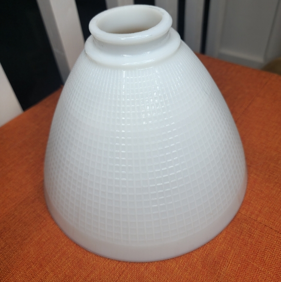 Waffle Light SHADE Vintage 8" White Milk Glass Floor Lamp Torchiere Diffuser - Picture 3 of 4